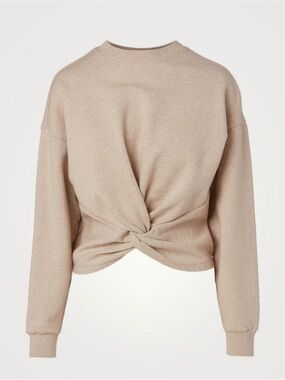 Frame 100% Cotton Twist-Front Sweatshirt in Oatmeal Heather
